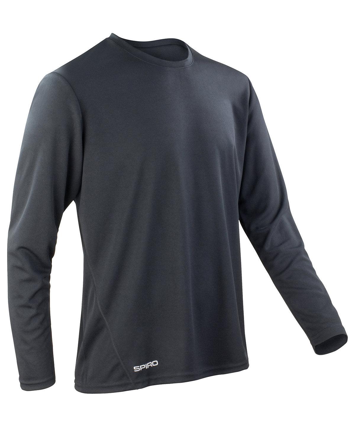 Black - Spiro quick-dry long sleeve t-shirt T-Shirts Spiro Activewear & Performance, Back to the Gym, Sports & Leisure Schoolwear Centres