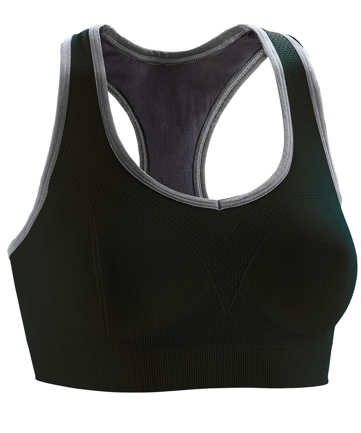 Black/Phantom Grey - Women's fitness compression sports bra top Bras Spiro Activewear & Performance, Rebrandable, Sports & Leisure Schoolwear Centres