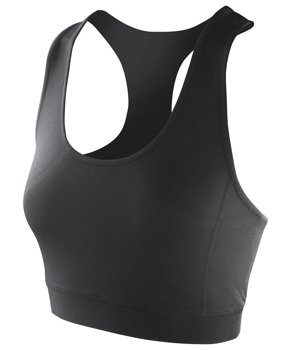 Black - Softex® crop top Vests Spiro On-Trend Activewear, Rebrandable, Result Offer, Sports & Leisure Schoolwear Centres