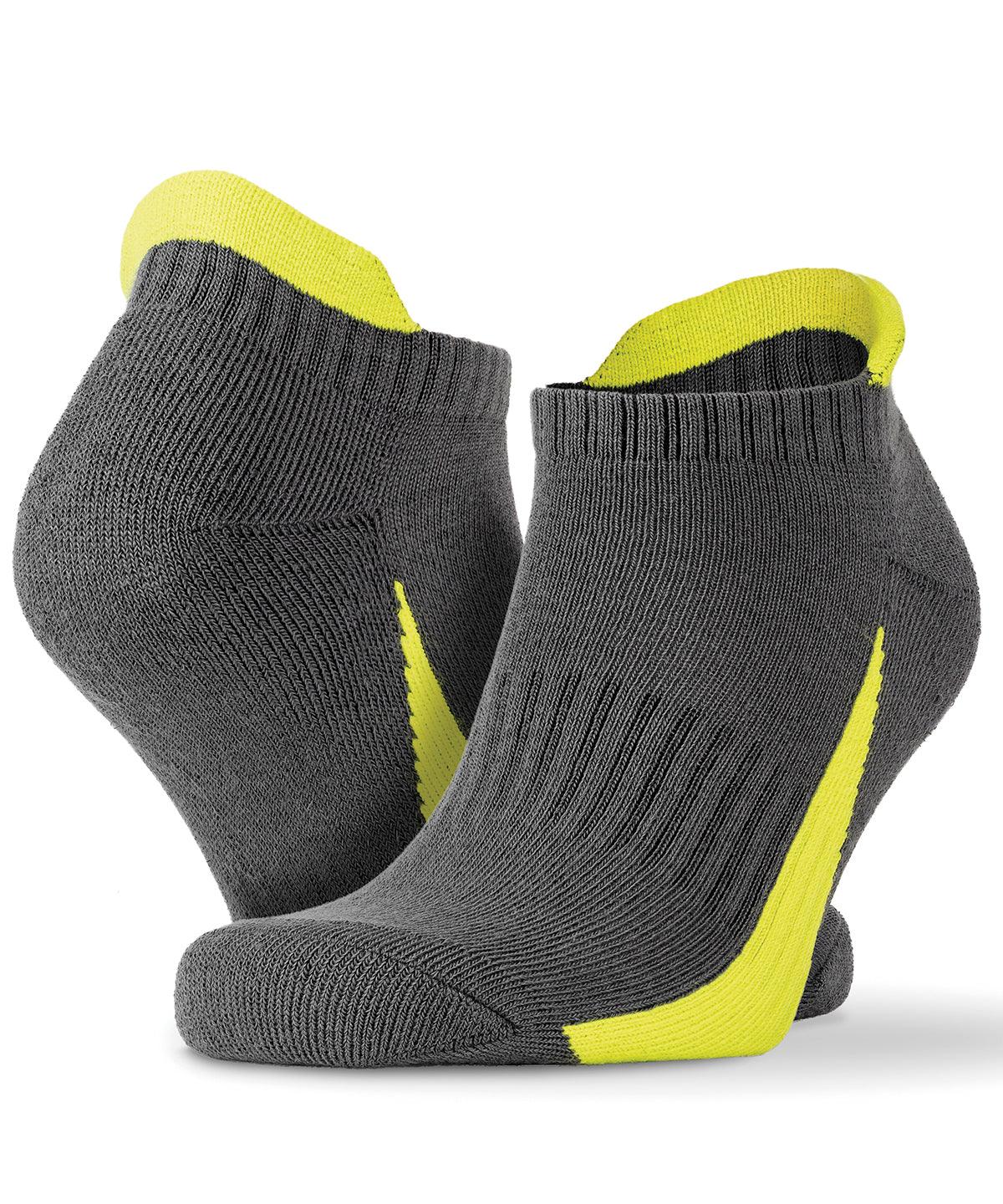 Grey/Lime - 3-pack sports sneaker socks Socks Spiro Athleisurewear, Back to Fitness, Gifting & Accessories, On-Trend Activewear, Rebrandable, Sports & Leisure Schoolwear Centres