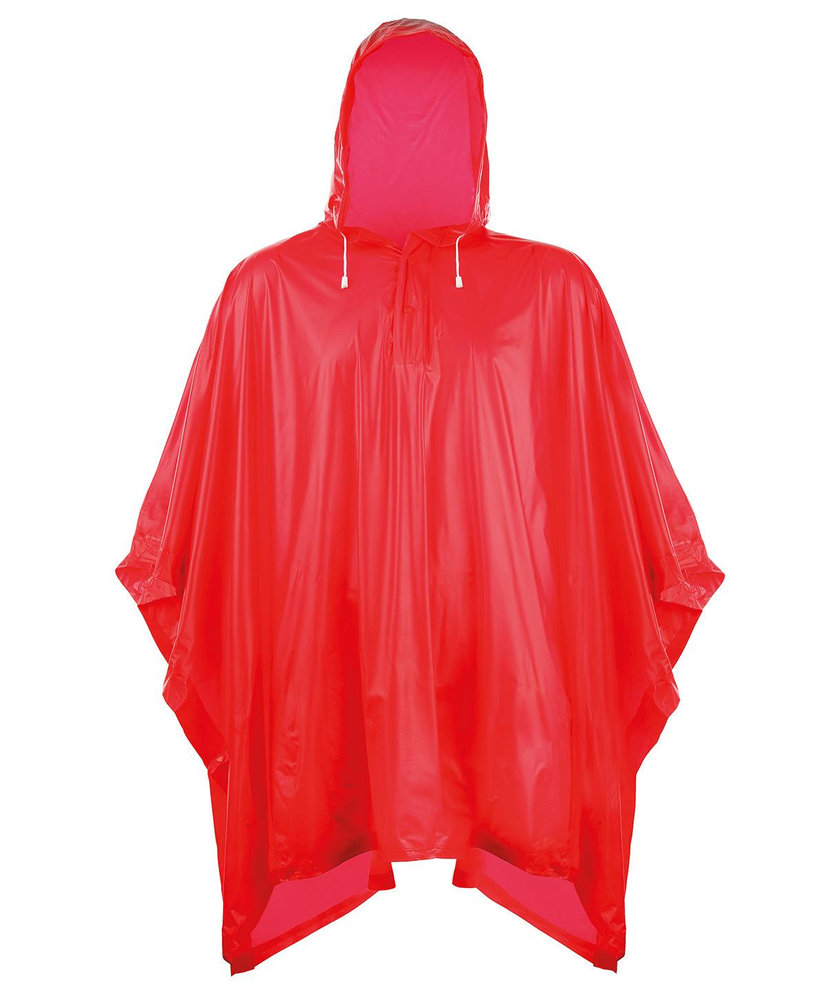 Red - Plastic poncho Ponchos Splashmacs Festival, Jackets & Coats, Must Haves Schoolwear Centres