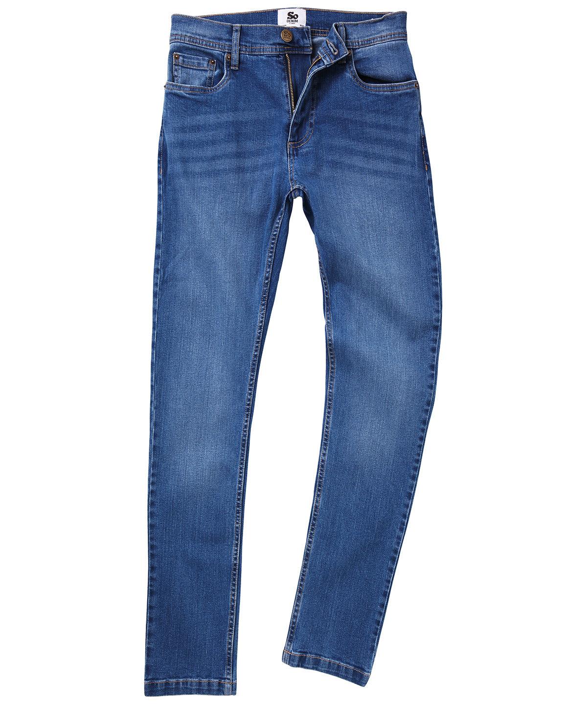 Mid Blue Wash - Max slim jeans Trousers AWDis So Denim Denim, Must Haves, Rebrandable, Trousers & Shorts Schoolwear Centres