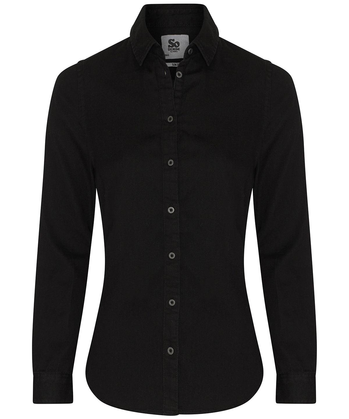 Black - Women's Lucy denim shirt Shirts AWDis So Denim Denim, Rebrandable, Shirts & Blouses Schoolwear Centres