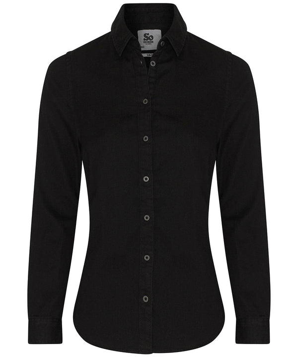 Black - Women's Lucy denim shirt Shirts AWDis So Denim Denim, Rebrandable, Shirts & Blouses Schoolwear Centres