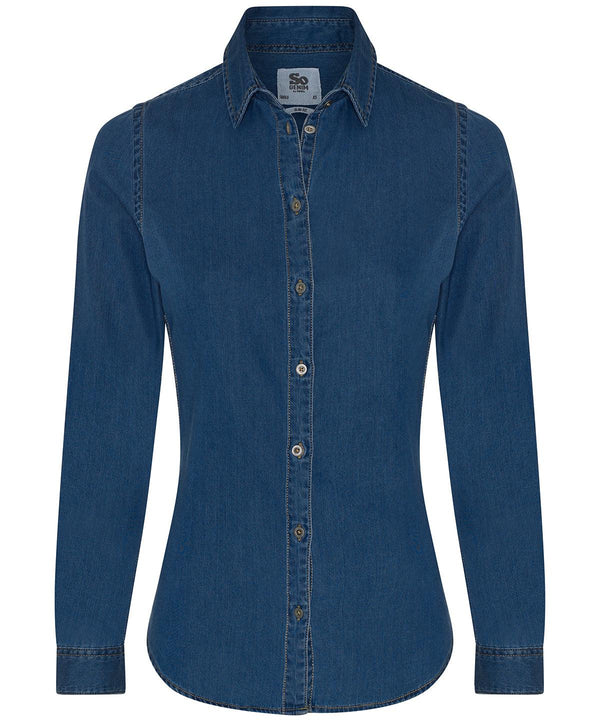 Dark Blue - Women's Lucy denim shirt Shirts AWDis So Denim Denim, Rebrandable, Shirts & Blouses Schoolwear Centres