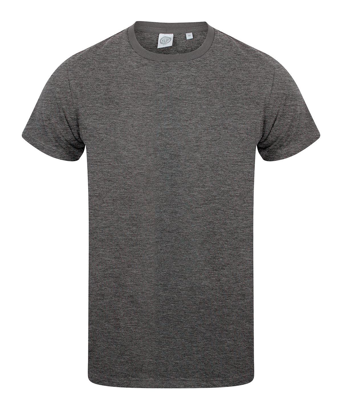 Heather Charcoal - Men's feel good stretch t-shirt T-Shirts SF Must Haves, Raladeal - Recently Added, Rebrandable, T-Shirts & Vests Schoolwear Centres