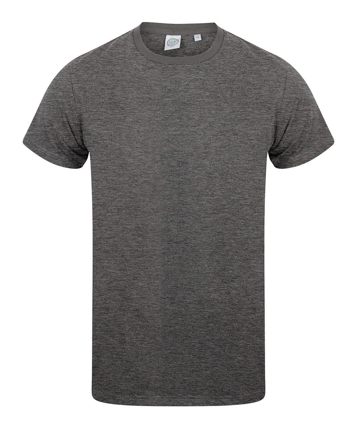 Heather Charcoal - Men's feel good stretch t-shirt T-Shirts SF Must Haves, Raladeal - Recently Added, Rebrandable, T-Shirts & Vests Schoolwear Centres