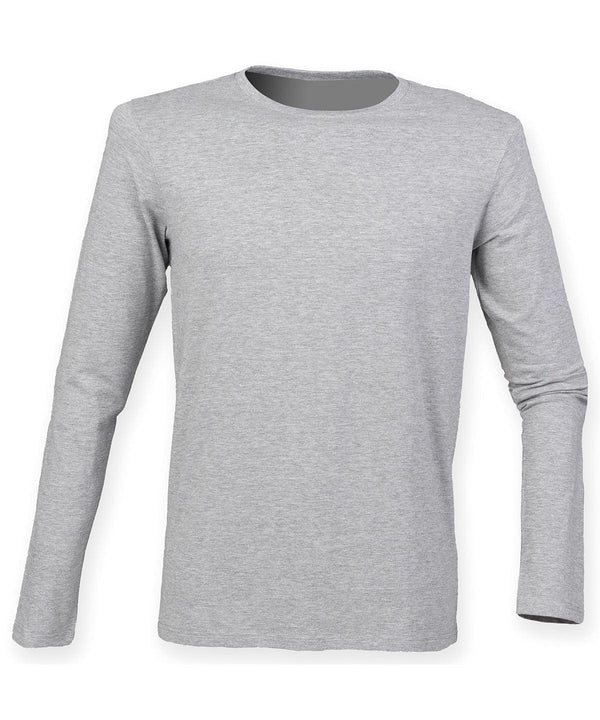 Heather Grey - Feel good long sleeved stretch t-shirt T-Shirts SF Must Haves, T-Shirts & Vests Schoolwear Centres