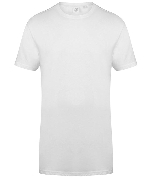 White - Longline t-shirt with dipped hem T-Shirts SF Longer Length, Oversized, Rebrandable, T-Shirts & Vests Schoolwear Centres