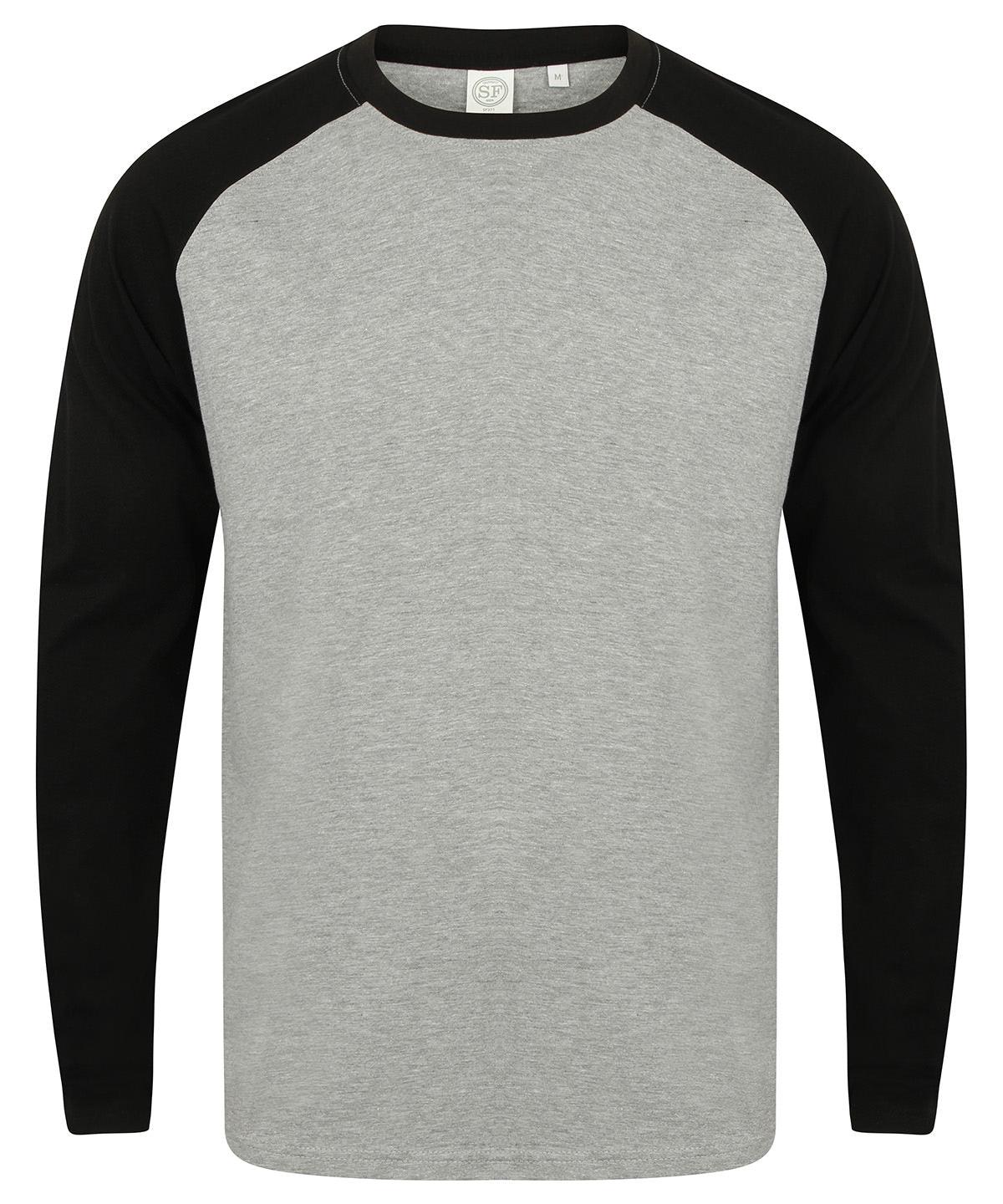 Heather Grey/Black - Long sleeve baseball t-shirt T-Shirts SF Luxe Streetwear, Raladeal - Recently Added, Street Casual, T-Shirts & Vests Schoolwear Centres