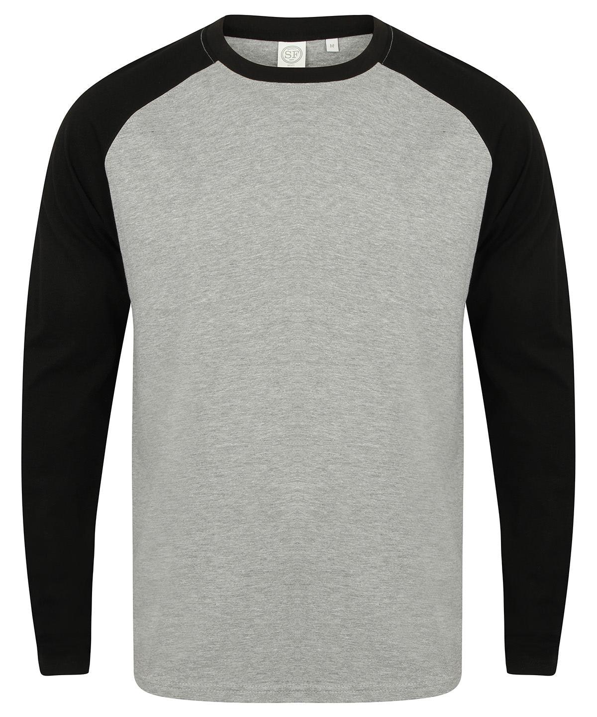 Heather Grey/Black - Long sleeve baseball t-shirt T-Shirts SF Luxe Streetwear, Raladeal - Recently Added, Street Casual, T-Shirts & Vests Schoolwear Centres