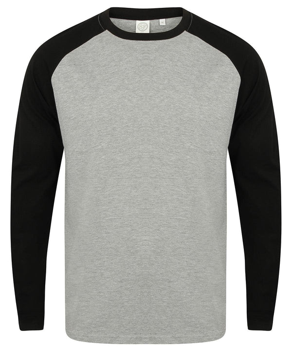 Heather Grey/Black - Long sleeve baseball t-shirt T-Shirts SF Luxe Streetwear, Raladeal - Recently Added, Street Casual, T-Shirts & Vests Schoolwear Centres