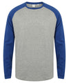 Heather Grey/Royal - Long sleeve baseball t-shirt T-Shirts SF Luxe Streetwear, Raladeal - Recently Added, Street Casual, T-Shirts & Vests Schoolwear Centres