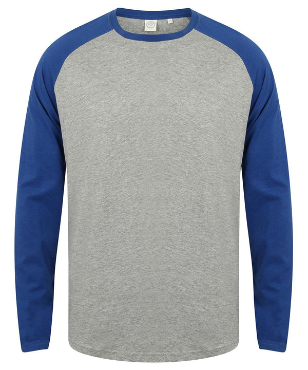Heather Grey/Royal - Long sleeve baseball t-shirt T-Shirts SF Luxe Streetwear, Raladeal - Recently Added, Street Casual, T-Shirts & Vests Schoolwear Centres
