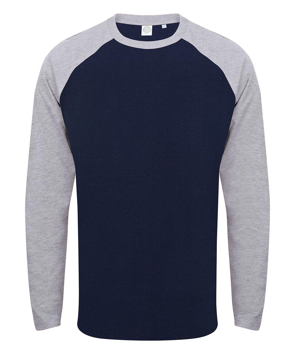 Oxford Navy/Heather Grey - Long sleeve baseball t-shirt T-Shirts SF Luxe Streetwear, Raladeal - Recently Added, Street Casual, T-Shirts & Vests Schoolwear Centres