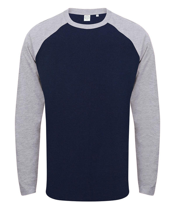 Oxford Navy/Heather Grey - Long sleeve baseball t-shirt T-Shirts SF Luxe Streetwear, Raladeal - Recently Added, Street Casual, T-Shirts & Vests Schoolwear Centres