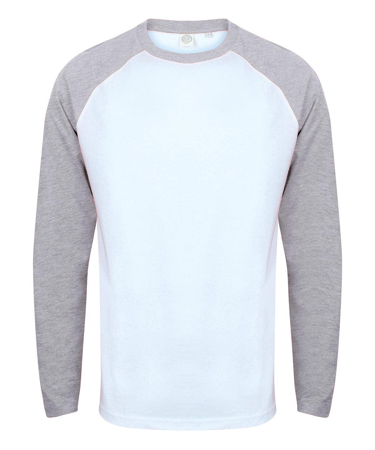 White/Heather Grey - Long sleeve baseball t-shirt T-Shirts SF Luxe Streetwear, Raladeal - Recently Added, Street Casual, T-Shirts & Vests Schoolwear Centres