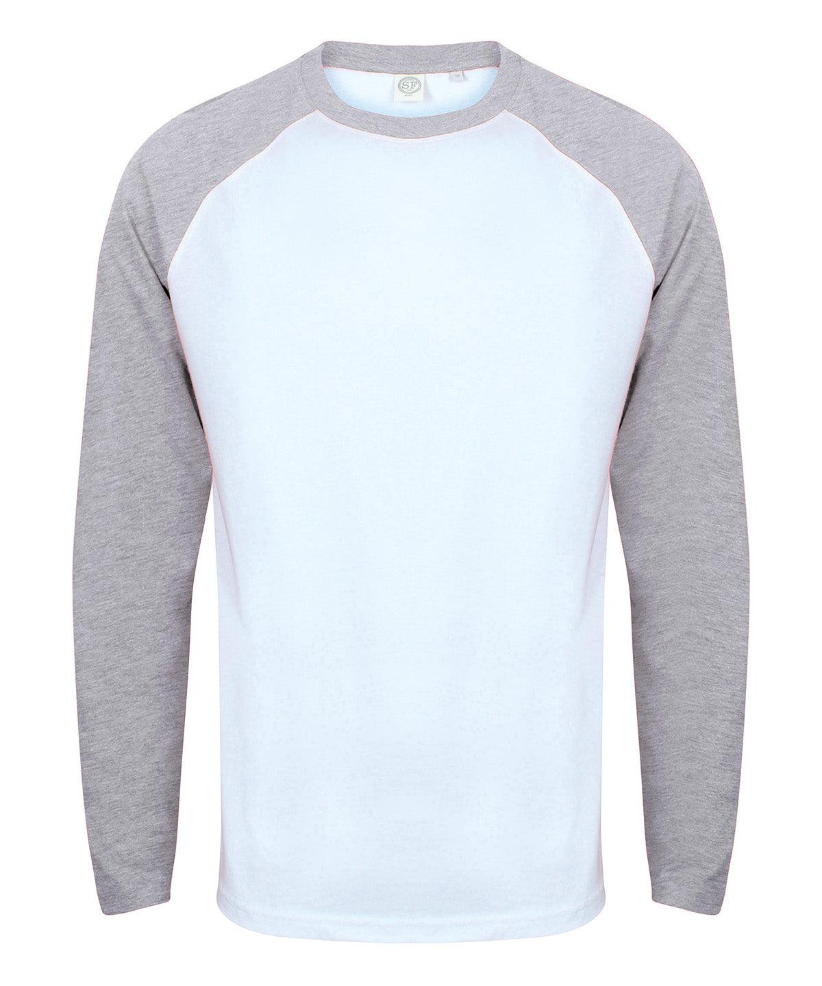 White/Heather Grey - Long sleeve baseball t-shirt T-Shirts SF Luxe Streetwear, Raladeal - Recently Added, Street Casual, T-Shirts & Vests Schoolwear Centres
