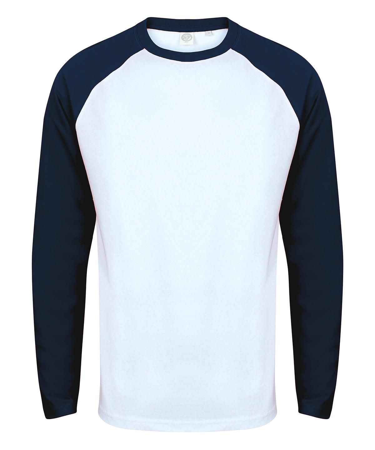 White/Oxford Navy - Long sleeve baseball t-shirt T-Shirts SF Luxe Streetwear, Raladeal - Recently Added, Street Casual, T-Shirts & Vests Schoolwear Centres