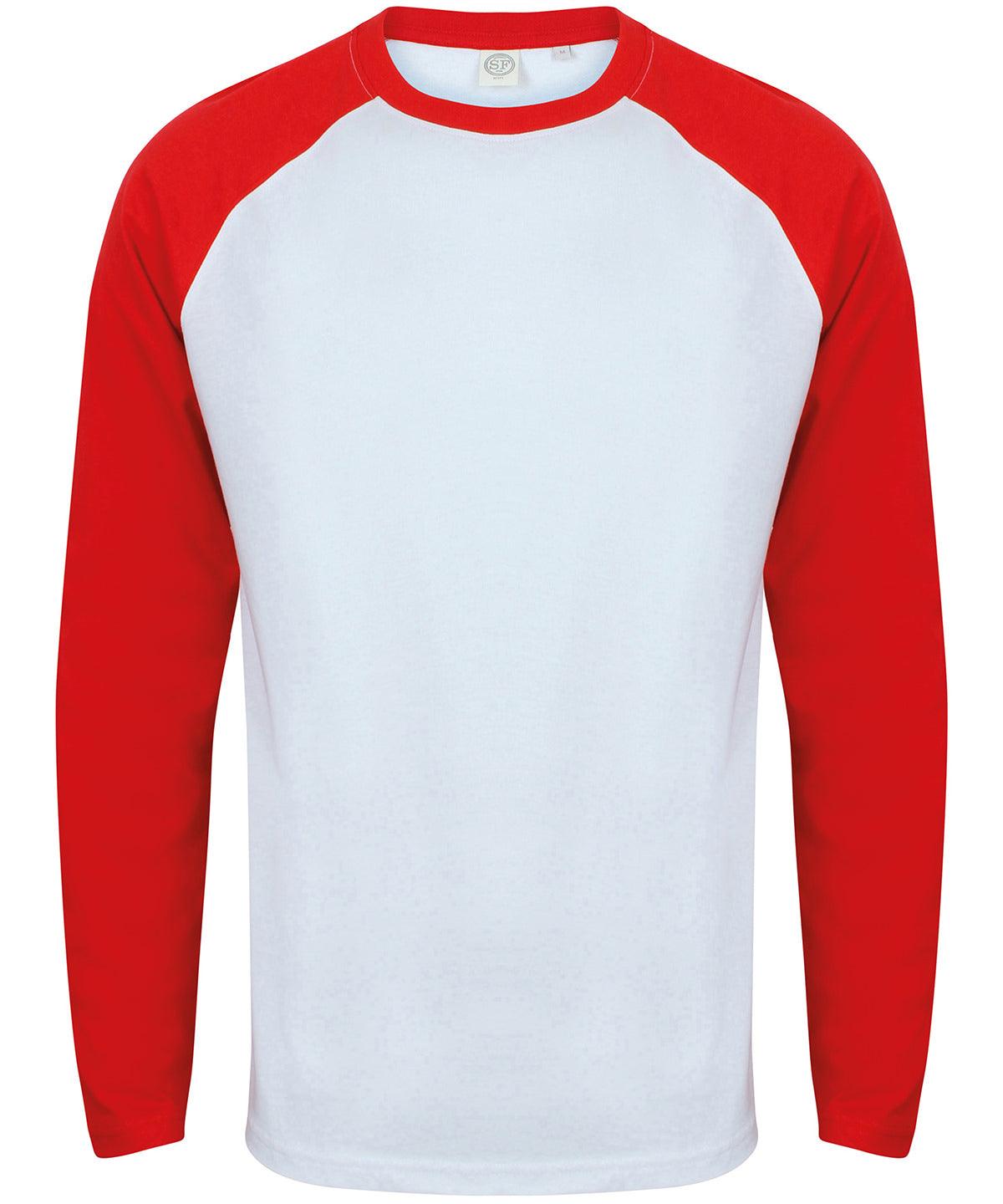 White/Red - Long sleeve baseball t-shirt T-Shirts SF Luxe Streetwear, Raladeal - Recently Added, Street Casual, T-Shirts & Vests Schoolwear Centres