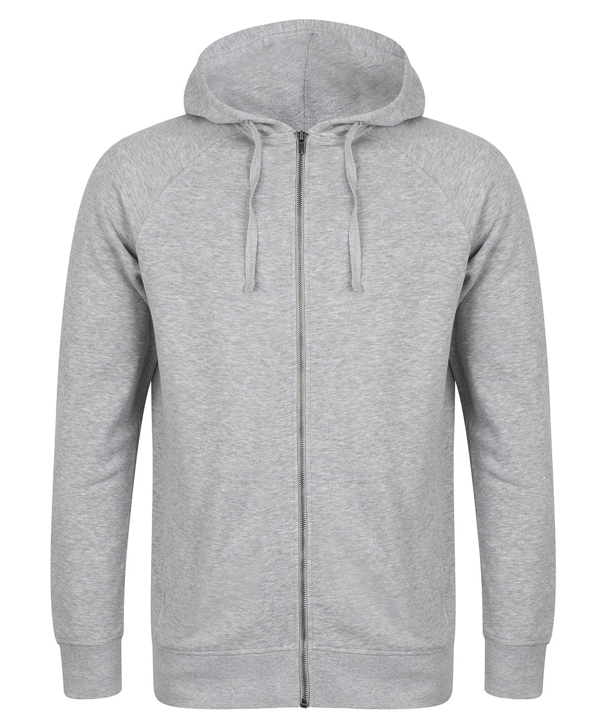 Unisex slim-fit zip-through hoodie