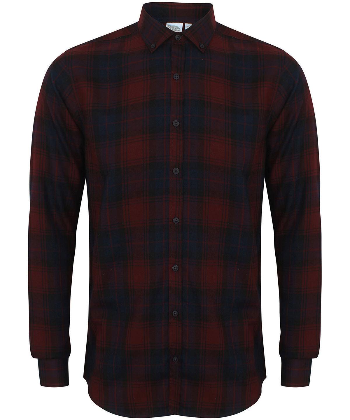 Burgundy Check - Brushed check casual shirt with button-down collar Shirts SF Checked shirts, Rebrandable, Sale, Shirts & Blouses Schoolwear Centres