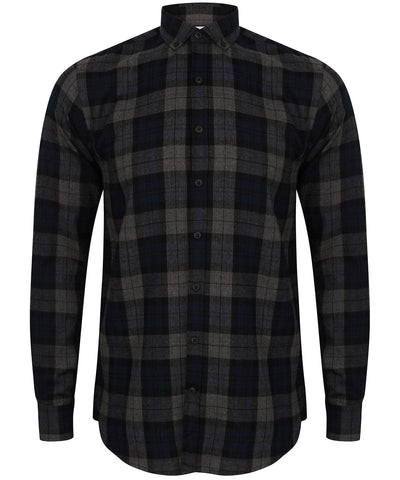 Navy Check - Brushed check casual shirt with button-down collar Shirts SF Checked shirts, Rebrandable, Sale, Shirts & Blouses Schoolwear Centres