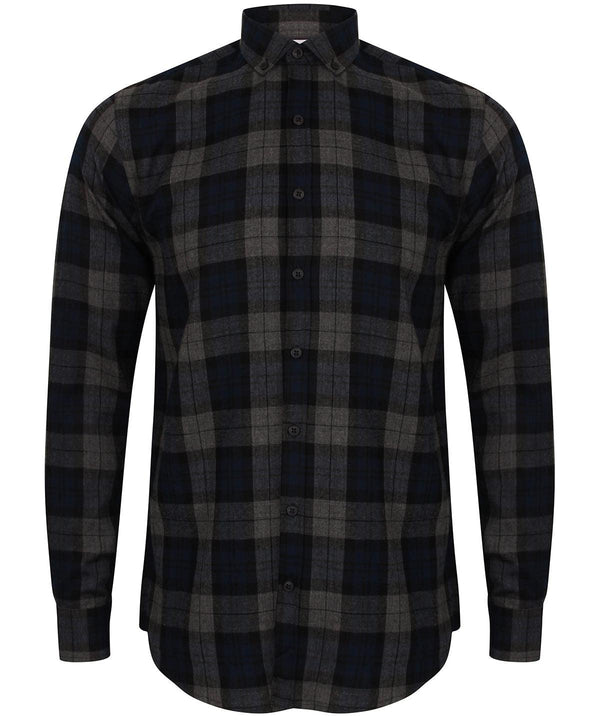 Navy Check - Brushed check casual shirt with button-down collar Shirts SF Checked shirts, Rebrandable, Sale, Shirts & Blouses Schoolwear Centres