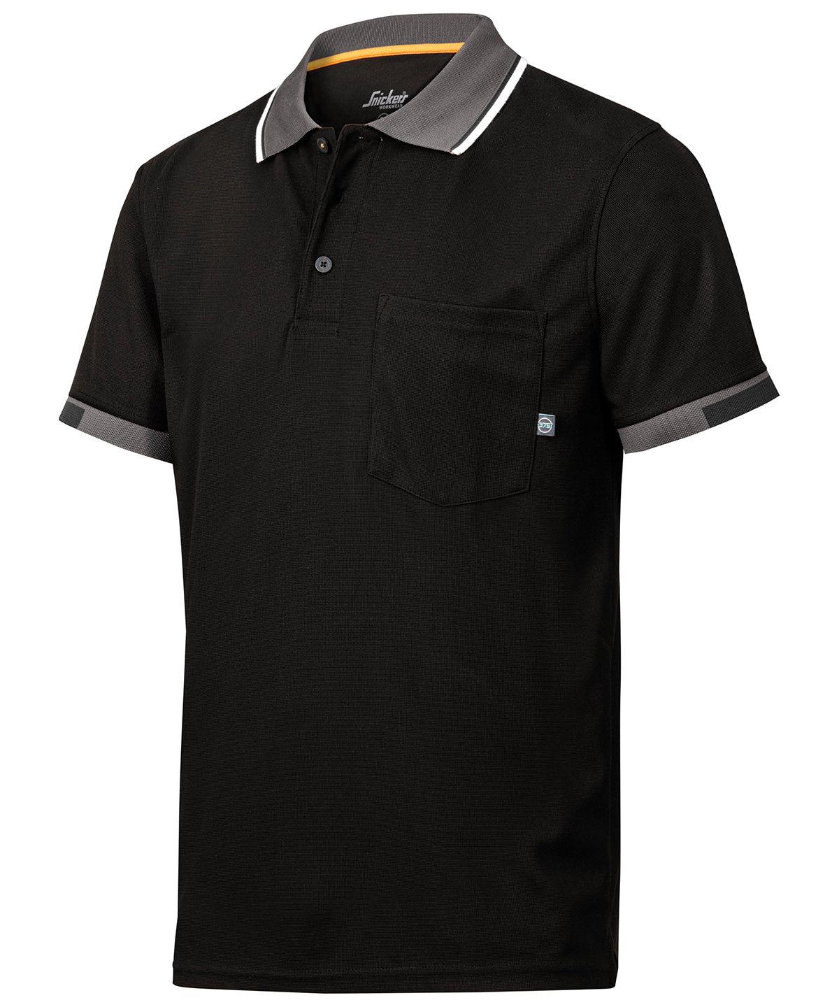 Black - AllroundWork 37.5® Tech short sleeve polo shirt (2724) Polos Snickers Exclusives, Workwear Schoolwear Centres