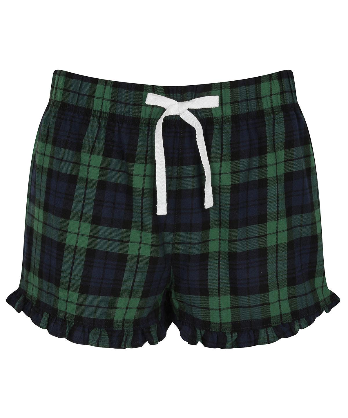 Navy/Green Check - Women's tartan frill shorts Shorts SF Lounge & Underwear, Lounge Sets, Rebrandable Schoolwear Centres