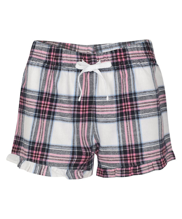 White/Pink Check - Women's tartan frill shorts Shorts SF Lounge & Underwear, Lounge Sets, Rebrandable Schoolwear Centres