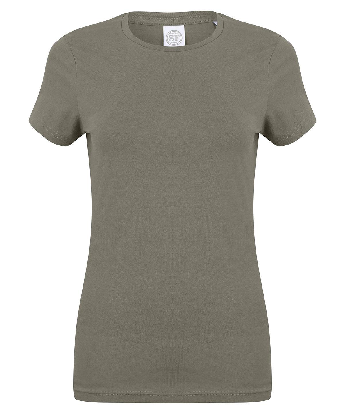 Khaki - Feel good women's stretch t-shirt T-Shirts SF Must Haves, Raladeal - Recently Added, Rebrandable, T-Shirts & Vests, Women's Fashion Schoolwear Centres