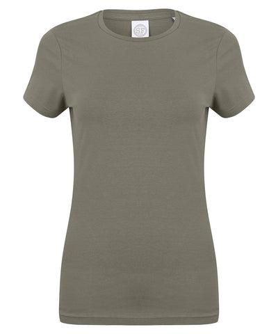 Khaki - Feel good women's stretch t-shirt T-Shirts SF Must Haves, Raladeal - Recently Added, Rebrandable, T-Shirts & Vests, Women's Fashion Schoolwear Centres