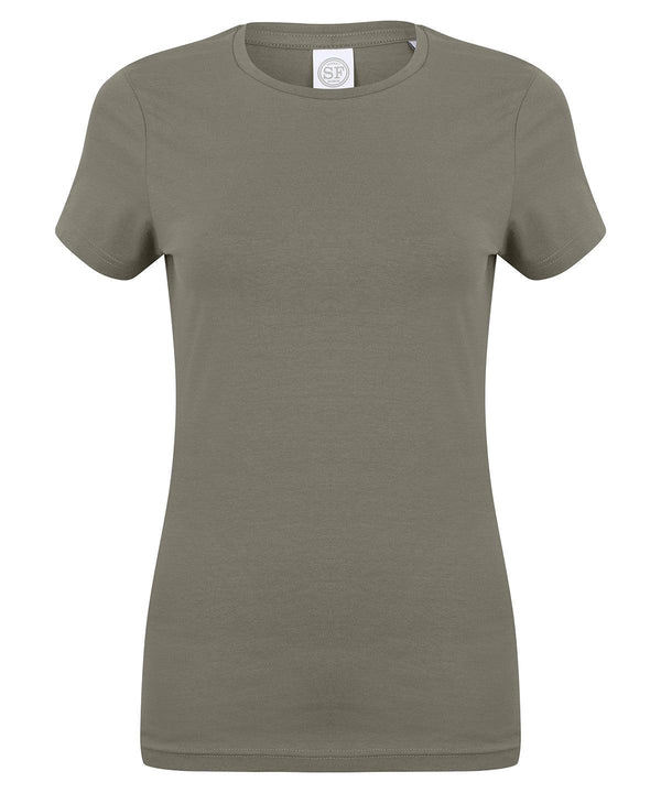 Khaki - Feel good women's stretch t-shirt T-Shirts SF Must Haves, Raladeal - Recently Added, Rebrandable, T-Shirts & Vests, Women's Fashion Schoolwear Centres