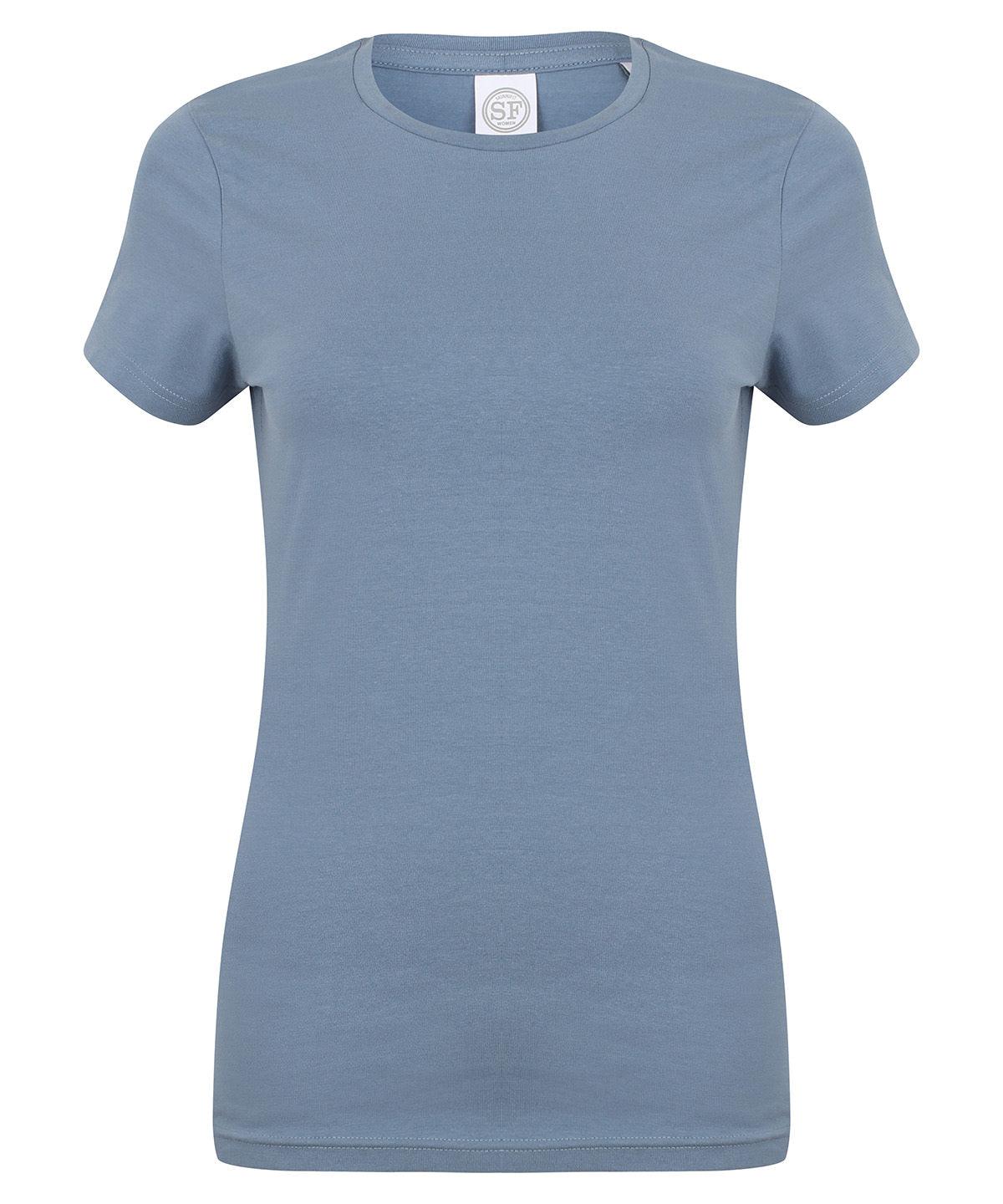 Stone Blue - Feel good women's stretch t-shirt T-Shirts SF Must Haves, Raladeal - Recently Added, Rebrandable, T-Shirts & Vests, Women's Fashion Schoolwear Centres