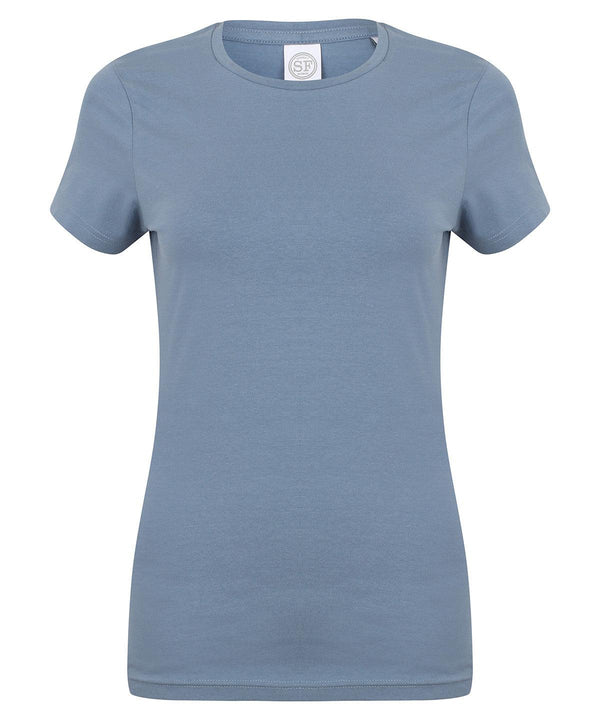 Stone Blue - Feel good women's stretch t-shirt T-Shirts SF Must Haves, Raladeal - Recently Added, Rebrandable, T-Shirts & Vests, Women's Fashion Schoolwear Centres