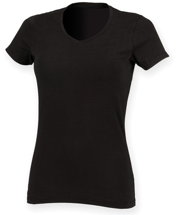 Black - Feel good women's stretch v-neck t-shirt T-Shirts SF Must Haves, Raladeal - Recently Added, Rebrandable, T-Shirts & Vests, Women's Fashion Schoolwear Centres