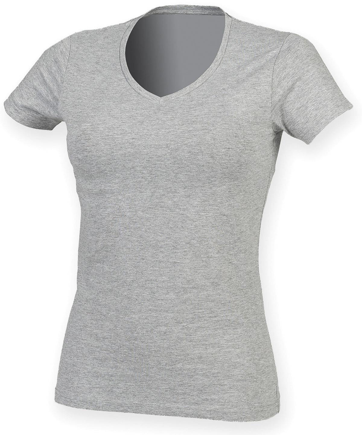 Heather Grey - Feel good women's stretch v-neck t-shirt T-Shirts SF Must Haves, Raladeal - Recently Added, Rebrandable, T-Shirts & Vests, Women's Fashion Schoolwear Centres