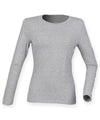 Heather Grey - Women's feel good long sleeved stretch t-shirt T-Shirts SF Must Haves, Raladeal - Recently Added, T-Shirts & Vests, Women's Fashion Schoolwear Centres