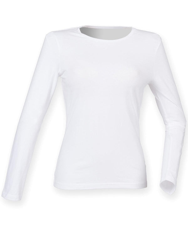 White - Women's feel good long sleeved stretch t-shirt T-Shirts SF Must Haves, Raladeal - Recently Added, T-Shirts & Vests, Women's Fashion Schoolwear Centres