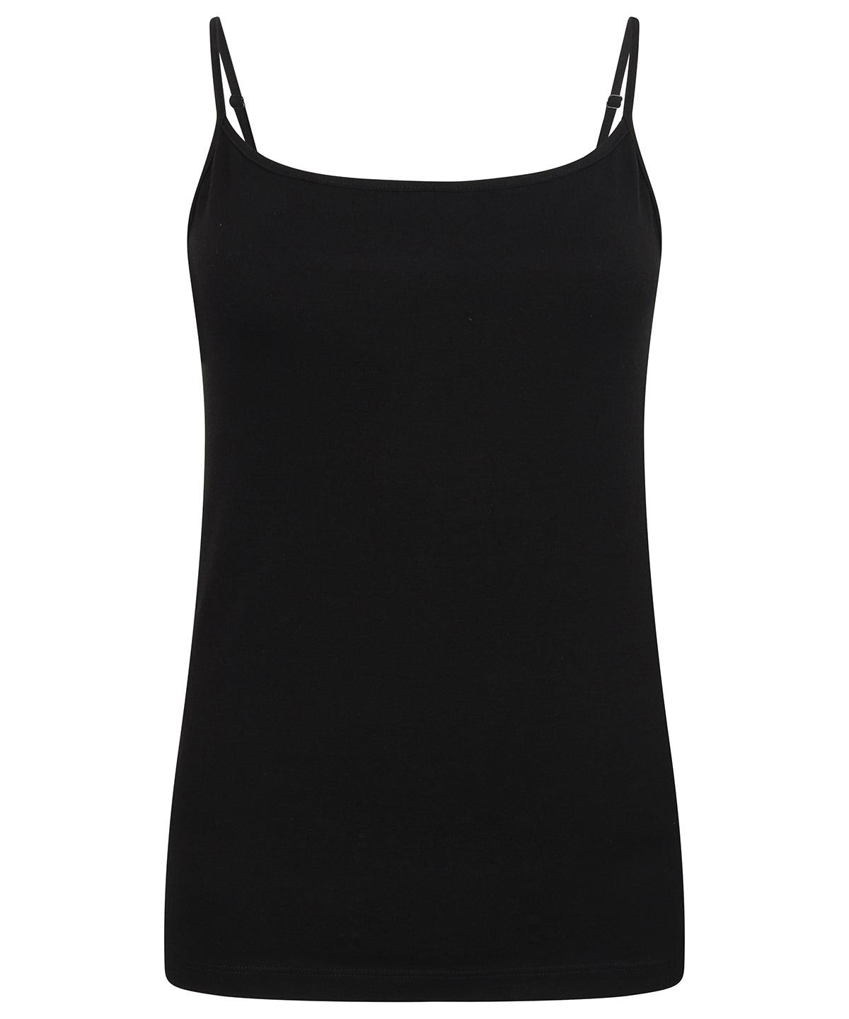 Black - Women's feel-good stretch spaghetti vest Vests SF Rebrandable, T-Shirts & Vests, Women's Fashion Schoolwear Centres