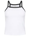 White/Black - Women's feel-good stretch contrast strappy vest Vests SF Cropped, Rebrandable, Sale, T-Shirts & Vests, Women's Fashion Schoolwear Centres