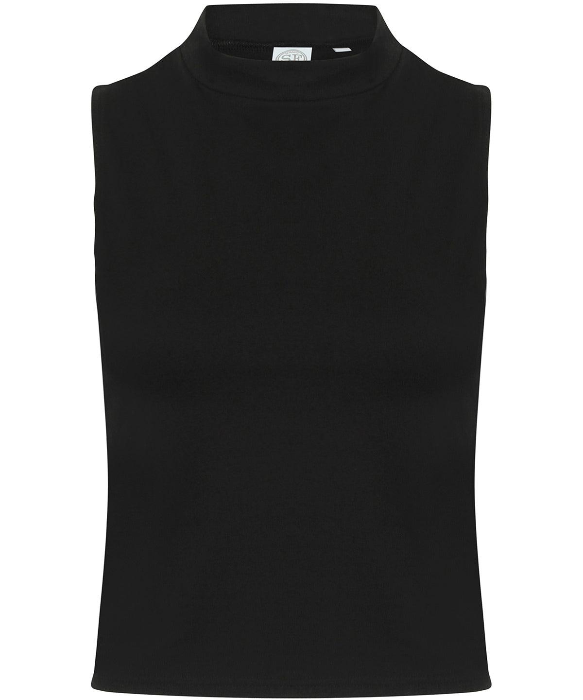 Black - Women's high neck crop vest Vests SF Cropped, Rebrandable, T-Shirts & Vests, Women's Fashion Schoolwear Centres