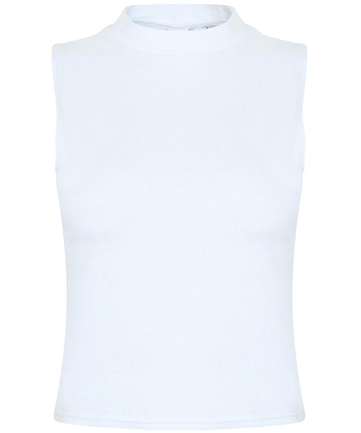 White - Women's high neck crop vest Vests SF Cropped, Rebrandable, T-Shirts & Vests, Women's Fashion Schoolwear Centres