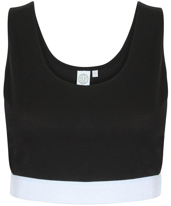 Black/White - Women's fashion crop top Vests SF Athleisurewear, Must Haves, Rebrandable, Sublimation, T-Shirts & Vests, Women's Fashion Schoolwear Centres