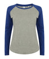 Heather Grey/Royal - Women's long sleeve baseball t-shirt T-Shirts SF Luxe Streetwear, Raladeal - Recently Added, T-Shirts & Vests, Women's Fashion Schoolwear Centres