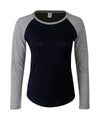 Oxford Navy/Heather Grey - Women's long sleeve baseball t-shirt T-Shirts SF Luxe Streetwear, Raladeal - Recently Added, T-Shirts & Vests, Women's Fashion Schoolwear Centres