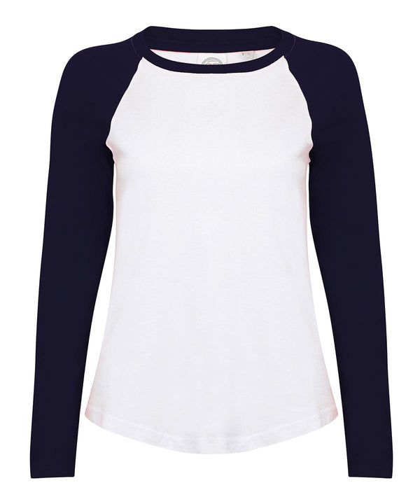 White/Oxford Navy - Women's long sleeve baseball t-shirt T-Shirts SF Luxe Streetwear, Raladeal - Recently Added, T-Shirts & Vests, Women's Fashion Schoolwear Centres