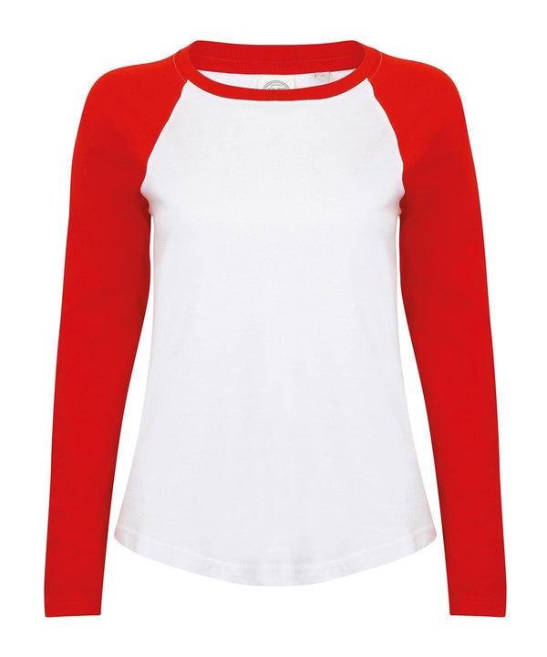 White/Red - Women's long sleeve baseball t-shirt T-Shirts SF Luxe Streetwear, Raladeal - Recently Added, T-Shirts & Vests, Women's Fashion Schoolwear Centres