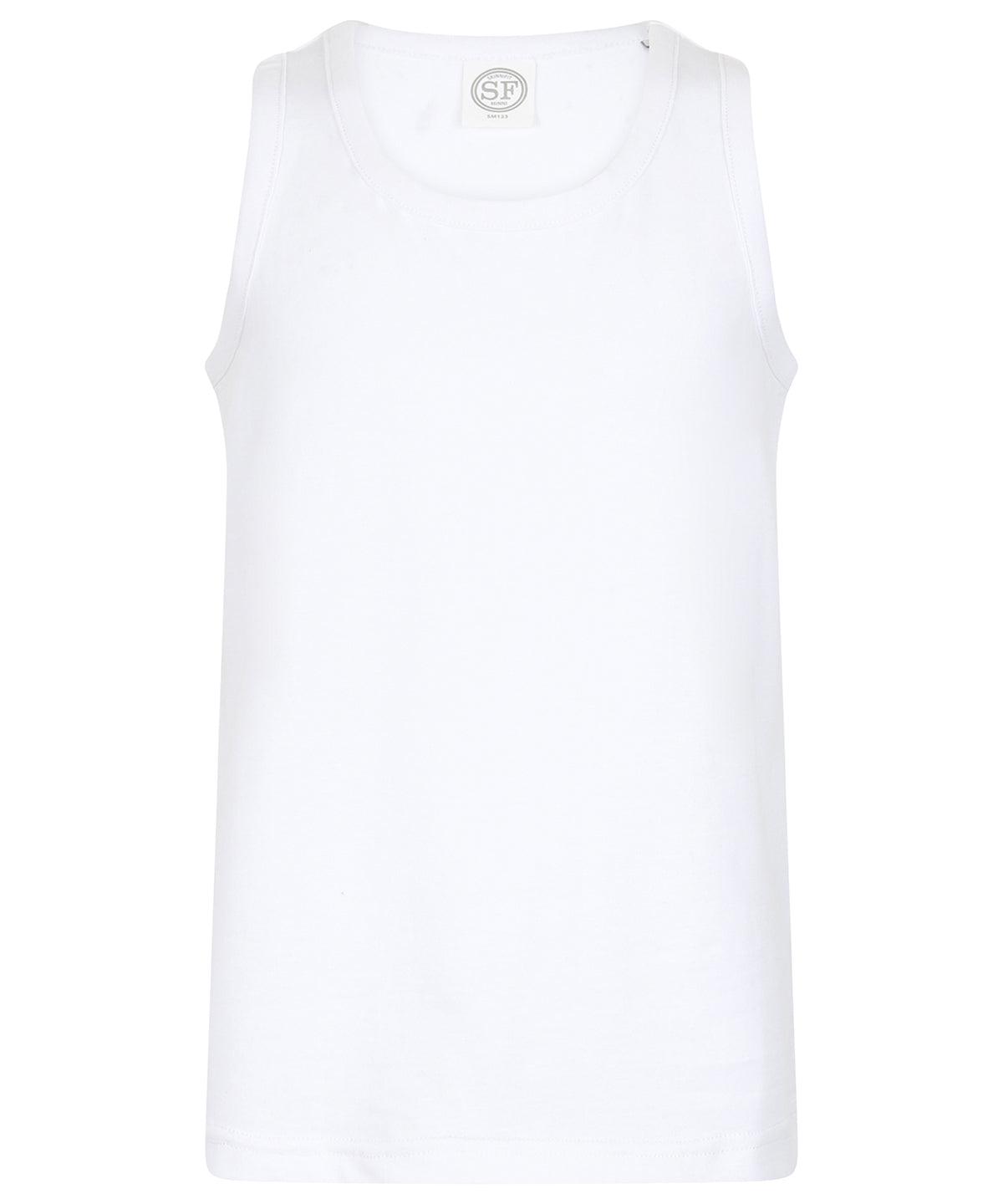 White - Kids feel-good stretch vest Vests SF Minni Junior, Rebrandable, T-Shirts & Vests Schoolwear Centres